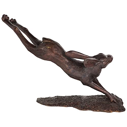Design Toscano Leaping Hare Jumping Rabbit Cast Bronze Garden Statue Brown