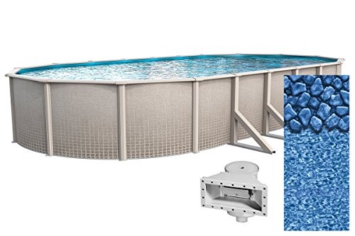 Wilbar 12x18 Oval Above-Ground Swimming Pool 48-Inch Boulder Swirl Gray