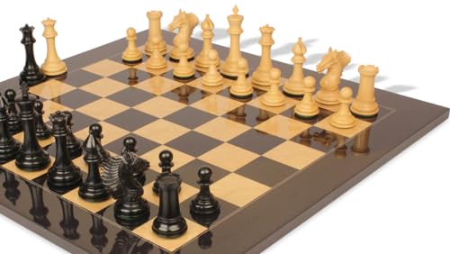 The Chess Store Copenhagen Staunton Chess Set Ebony & Boxwood with Black & Ash Burl Board 4.5" King