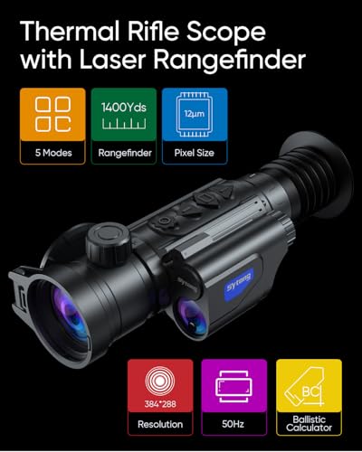 Shimkong Sytong Thermal Rifle Scope Monocular with Laser Rangefinder 1300 Yards 50Hz 384x288 8X Zoom Black