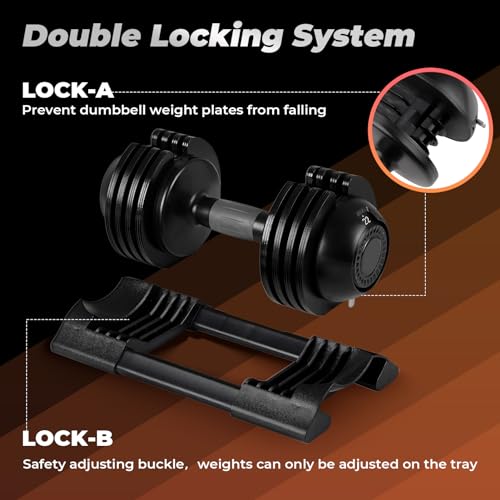 Roinoim 5-in-1 Adjustable Dumbbells Set 52LB Pair