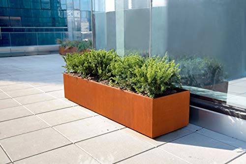 Plantercraft Corten Steel Planter Rectangle Natural 40"x16"x20