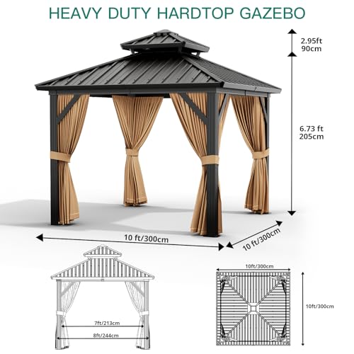 Euker 10x10 FT Outdoor Hardtop Gazebo Brown
