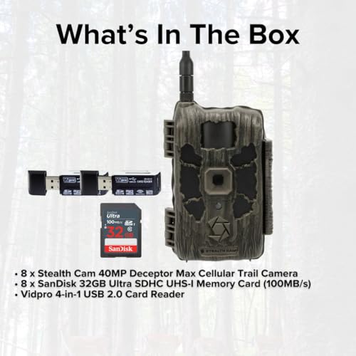 Stealth Cam 40MP Deceptor Max Cellular Trail Camera Bundle with 32GB Memory Card and Card Reader (2-Pack)