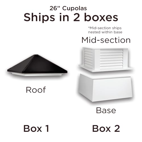Good Directions Greenwich Vinyl Aluminum Roof Cupola 26" Square x 41" High White and Black