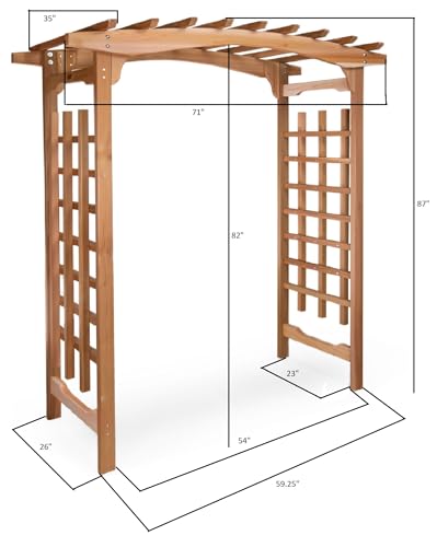 All Things Cedar PA96 Garden Arbor Red - 6-Ft Handcrafted Wooden Trellis for Climbing Plants, Easy Assembly, Weather Resistant