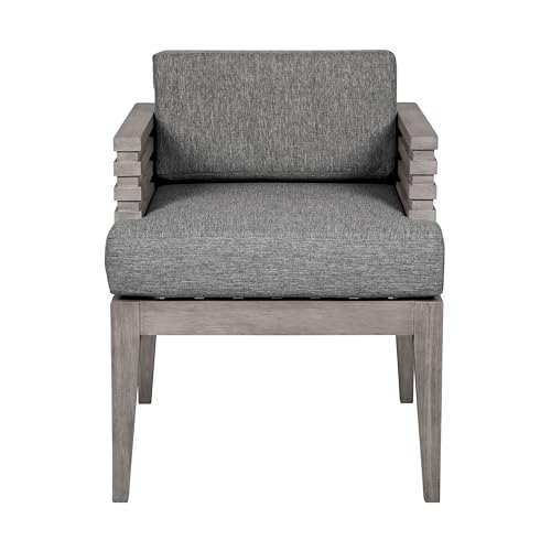 Benzara Hida 24 Inch Outdoor Patio Dining Chair Grey