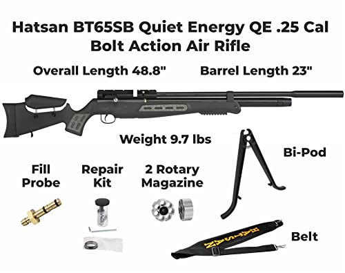 Hatsan BT65SB QE .25 Caliber PCP Bolt Action Air Rifle Bundle with 150 Pellets and Wearable4U Cloth Black