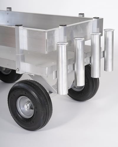 Alumacart Kahuna JR Aluminum Fishing Wagon with Rod Holder Silver