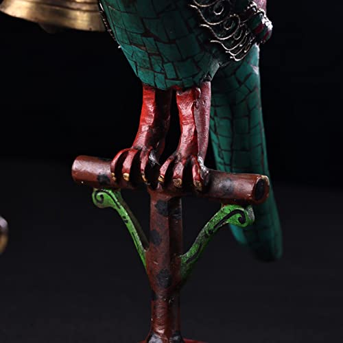 Generic 14" Tibetan Temple Collection Old Bronze and Gold Painted Gem Turquoise Bird Wind Chimes