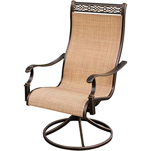 CAMBRIDGE Legacy 5-Piece Patio Dining Set with 4 Sling Swivel Rockers and 48-Inch Round Table, Tan