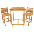 Sunnydaze 3-Piece Teak Wood Bar-Height Patio Table Set Teak