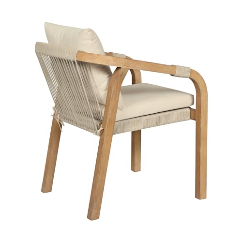 Armen Living Cypress Modern Outdoor Patio Dining Chair Set of 2 Ivory