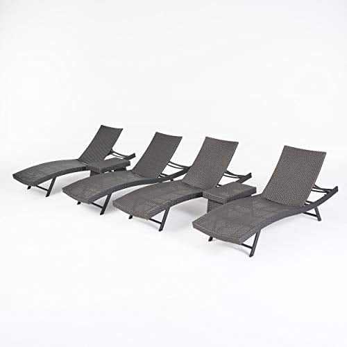 Great Deal Furniture Outdoor 6 Piece Wicker Chaise Lounge Set Grey