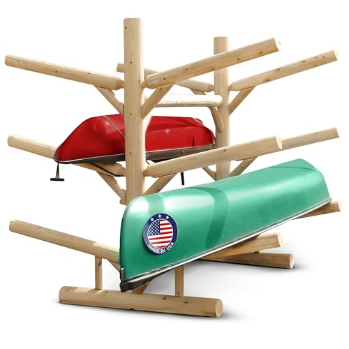 Log Kayak Rack 6-Place Freestanding Kayak/Canoe Storage Unfinished
