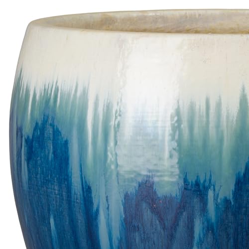 Emissary Set of 4 Blue Snow Round Stoneware Planters (13in, 16in, 19in, 23.5in)