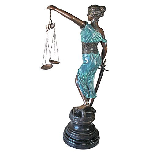 Design Toscano Themis Blind Justice Cast Bronze Statue Giant Bronze and Verdigris Finish