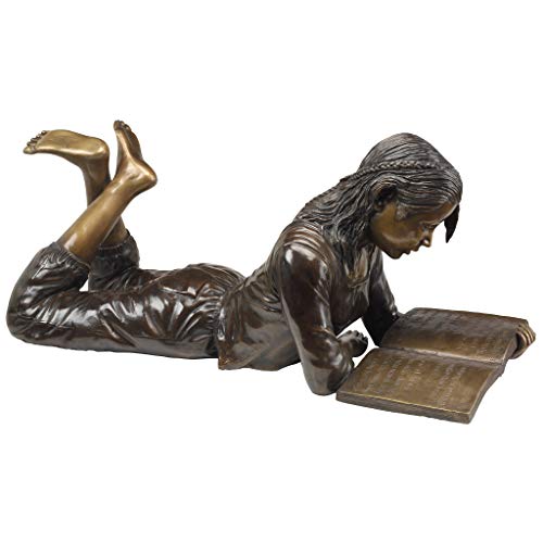 Design Toscano Young Scholar Reading Girl Bronze Garden Statue Bronze