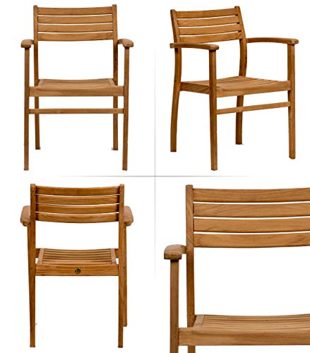 Amazonia Coventry 9-Piece Oval Patio Dining Set Certified Teak Light Brown