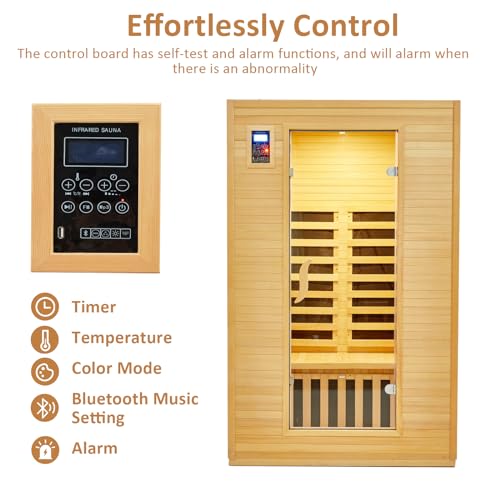 PioneerWorks 2-Person Infrared Sauna Low EMF 6-Plate Wood Color