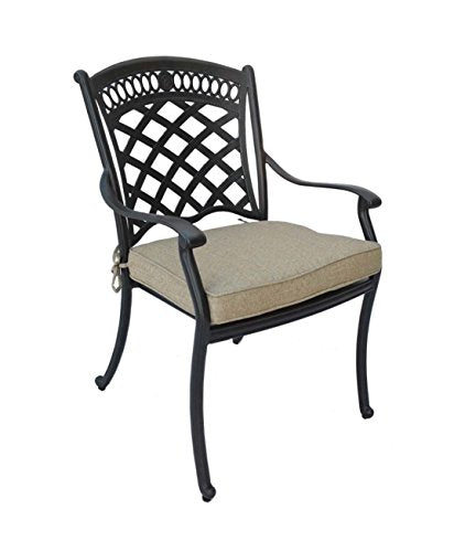 Sunvuepatio 9 Piece Outdoor Dining Set Elisabeth Cast Aluminum Fire Pit Table with Umbrella Hole Desert Bronze