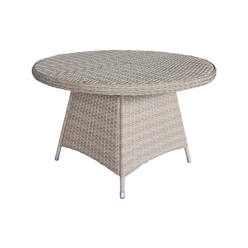 International Concepts Outdoor Wicker Patio Furniture Set with Round Table and 6 Chairs Natural