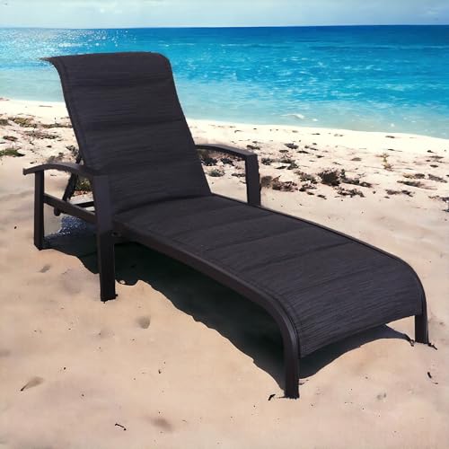 Courtyard Casual Santorini Collection 2-Piece Padded Sling Chaise Lounge Chairs Black