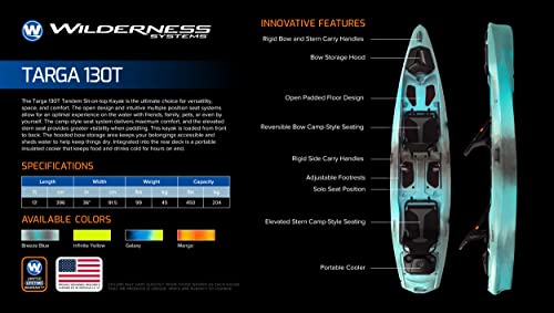 Wilderness Systems Targa 130T Tandem Sit on Top Kayak Breeze Blue