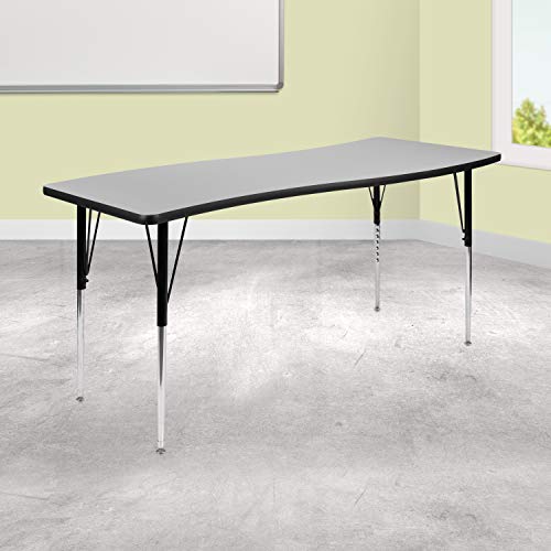 Flash Furniture Wren Rectangular Wave Grey Activity Table Adjustable Legs