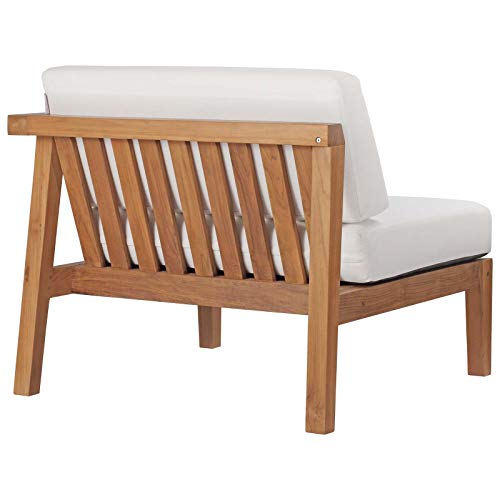 Modway Bayport Patio Teak Wood 2-Seater Loveseat Set Natural White