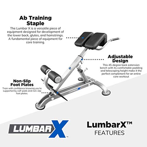 Ab Coaster Lumbar X 45-Degree Back Extension Bench Adjustable Black