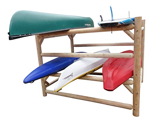 Log Kayak Rack 12-Kayak or Multiple Canoe and Kayak Storage Rack Natural