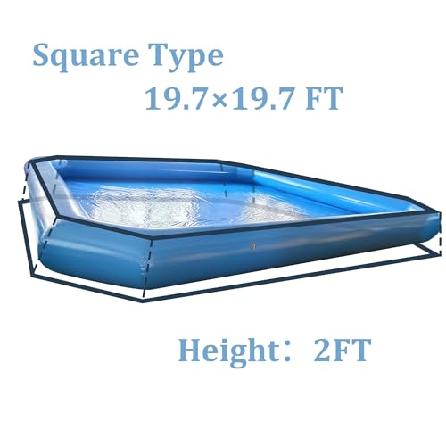 INTSUPERMAI 19.7ft Blue Inflatable Above Ground Pool with Blower