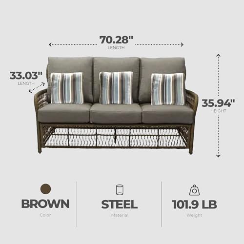 Four Seasons Courtyard Positano 3 Seater All Weather Wicker Loveseat Beige