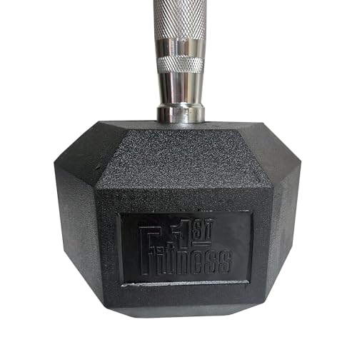 Fitness First Rubber Hex Dumbbell Pairs 85 lbs Black