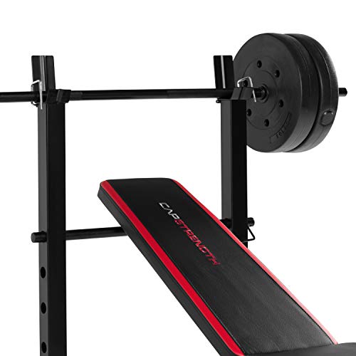 CAP Strength Standard Bench with 100 lb Weight Set, Leg Developer, Flat Black