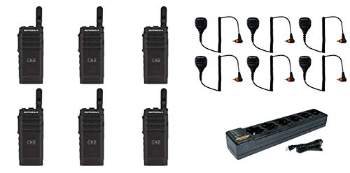 SR-Moto SL300-V-SC-99 VHF Digital DMR Radio with Speaker Microphone and Multi Unit Charger 6 Pack