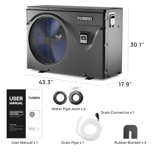 TURBRO Inverter Swimming Pool Heat Pump 75,000 BTU Black