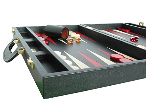 Zaza & Sacci Leather Backgammon Set 20" Black Case