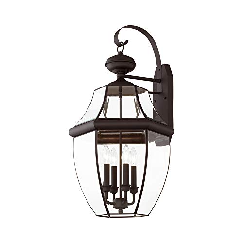 Livex Outdoor Wall Lantern with Clear Beveled Glass Shades Bronze