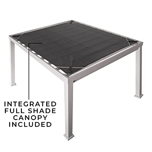 Backyard Discovery Windham 14' x 10' Galvanized Steel Pergola Kit with Shade Sail Canopy White