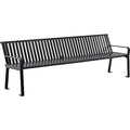 Global Industrial 8 ft. Outdoor Park Bench with Back, Vertical Steel Slat, Black