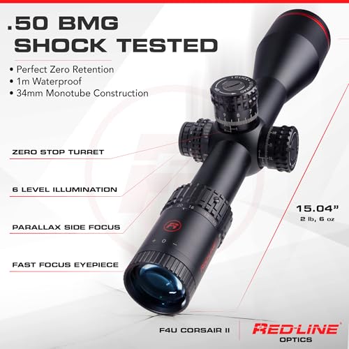 Red-Line Optics F4U Corsair MRDAD FFP 5-30x56 Long Range Scope Red Black