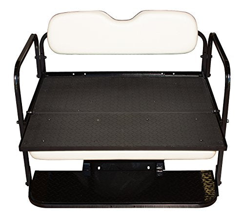 Performance Plus Carts EZGO TXT Golf Cart Rear Flip Seat Kit | Folding Steel Frame | White Cushions