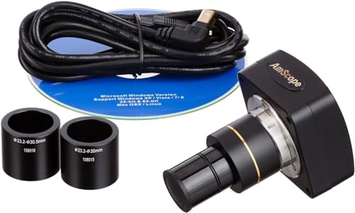 AmScope Digital Trinocular Stereo Zoom Microscope with LED Ring Light Multi