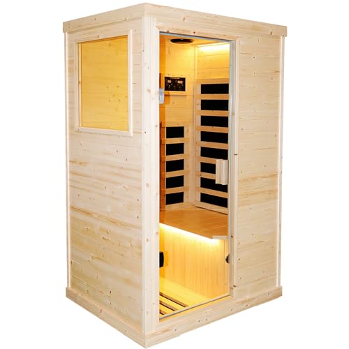 ToTibuy Far Infrared Wooden Sauna Room Single Person Spa Wood Color