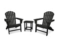 Polywood South Beach 3-Piece Adirondack Chair Set with Side Table Black