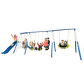 Sportspower Outdoor Super 8 Metal Swing Set with Slide & Swings Yellow/White/Blue