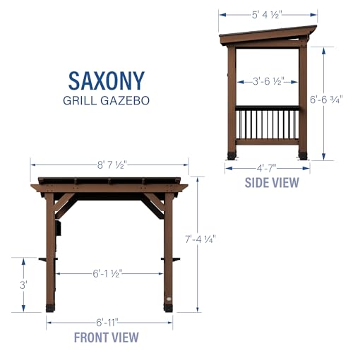 Backyard Discovery Saxony Cedar Wood BBQ Grill Gazebo Pavilion Light Brown