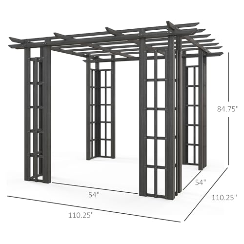 Outsunny 9' x 9' Vinyl Pergola Dark Gray